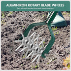 YEELOR Garden Cultivator Adjustable Stainless Steel Handle, fine Rotary Cultivator Tiller for Small Scale Gardens Soil Loosening, Lawn Aeration, Fertilizer Mixing & Planting Preparation