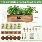 Indoor Herb Garden Starter Kit, Unique Gifts 5 Herb Garden Planter Indoor Kit with Wooden Box Including Basil, Cilantro, Thyme, Parsley, Mint, Fresh Herb Garden, Gardening Gifts for Women