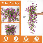 Artificial Hanging Flowers for Outdoors, 2 Pcs Fake Hanging Plants Spring Summer Decor, UV Resistant No Fade Faux Silk Daisy Flower for Planter Front Door Porch Patio Yard Garden(Purple)