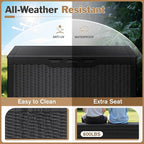Devoko 100 Gallon Waterproof Large Resin Deck Box Indoor Outdoor Lockable Storage Container for Patio Furniture Cushions Garden Tools (100 Gallon, Black)