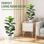 Suntee 2 Pack Artificial Fiddle Leaf Fig Tree, 30" Ficus Lyrata Fake Plants with White Planter, Floor Plant Outdoor Faux Plants for Living Room, Corner, Office, Patio, Windowsill Decor