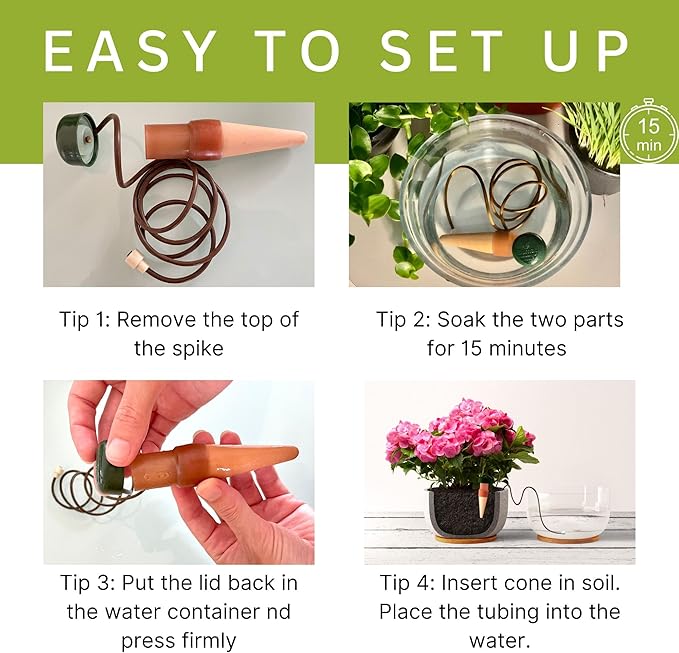 Blumat Classic Self-Watering Stakes - Prevents Overwatering and Underwatering for Healthy Growth While You are Away - Ideal for Indoor Plant Watering, 9 Pack, wo Adapter