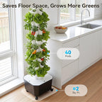 BAOSHISHAN Vertical Hydroponic Garden Tower, 40 Pods 8 Tiers Hydroponics Tower Outdoor, Vertical Hydroponic System with Water Pump for Vegetable Herb Fruit