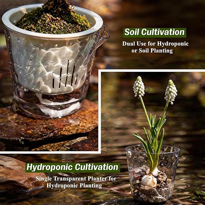 InmeRun Plant Pots Indoor Plastic Flower Pots Outdoor 7 inch Set of 4 Pack with Drainage Holes and Saucers for Garden Pots (self Watering 7in-4p)