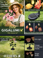 GIGALUMI Solar Lights Outdoor for Garden Decor, 3 Pack Solar Flower Lights Waterproof, 2 Lighting Modes 9 Roses for Pathway,Yard, Patio Decoration, Gardening Gifts for Women (Pink)