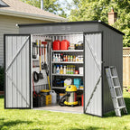 6 x 4 FT Storage Shed, Metal Sheds & Outdoor Storage with Sloping Roof and Lockable Door, Outdoor Shed for Backyard Garden Patio and Lawn,Grey