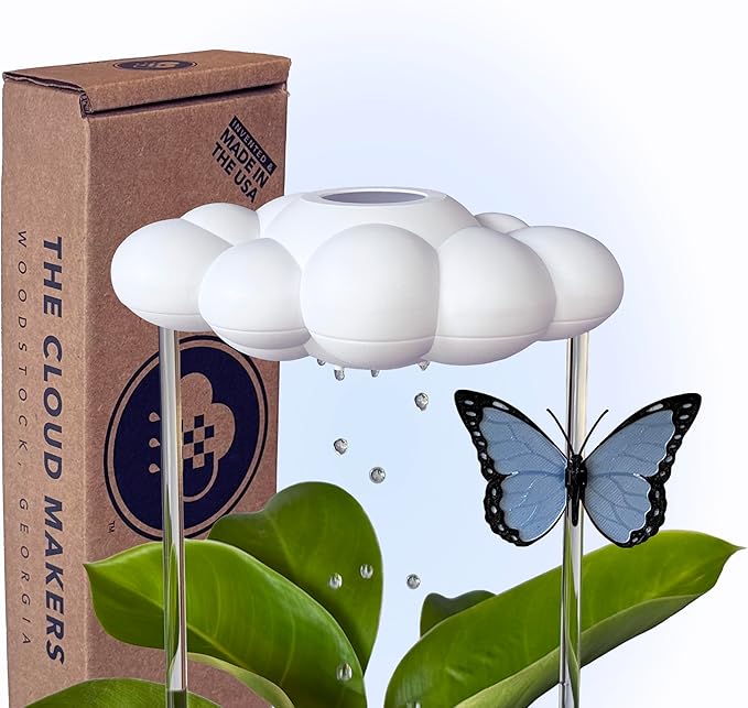 The Original Dripping Rain Cloud for Plants, Plant Watering Rain Cloud, Plant Lover Gifts, Plant Lady Gifts for Women, Plant Accessories (Cloud with Blue Butterfly)