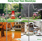 COCONUT Shepherds Hook, 62 Inches Shepherds Hook with 5 Prongs Base Stainless Steel Adjustable Garden Hanging Holder for Bird Feeders Lanterns Planting Hanger Weddings Decor, Silver