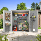 Aoxun 5x3 FT Outdoor Storage Shed, Plastic Resin Garden Shed with Floor for Patio, Lawn, Outdoor Storage Cabinet with Lockable Door for Bike, Tools, Garbage Can, Grey