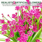 TURNMEON 20 Bundles Artificial Flowers for Outdoors, Spring Grass Camellia Fake Flowers Plastic Plants, UV Resistant No Fade Faux Greenery for Gardens Porch Yards Cemetery Summer Decor 500 Heads(Pink)