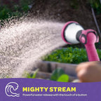 Hose Nozzle [Pink] Heavy Duty Hose Sprayer With 10 Adjustable Watering Patterns. Thumb Control Design, Comfortable Ergonomic Grip, Garden Hose Nozzle for Watering Plants & Lawns/Fun showers/Cleaning