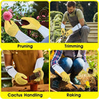 HANDLANDY Rose Pruning Gardening Gloves for Men Women, Thorn Proof Forearm Protection Leather Garden Gloves, Gardening Gifts for Gardeners (Golden Yellow, Small)