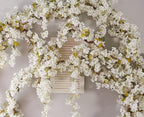 Flower Garland, Artificial Hydrangea Vine Flowers, Hanging Fake Hydrangeas Vine for Room Anniversary Wedding Birthday Christmas Wall Arch Decor, 2 Pcs, Floral Garland, White Flower