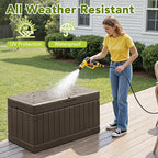 Devoko 78 Gallon Deck Box, Waterproof Resin Outdoor Storage Box for Outside and Patio, Outdoor Storage Bench Lockable for Patio Furniture, Garden Tools and Pool Supplies (Brown, 78 Gallon)