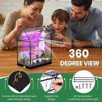 Meonum Tiny Glass Terrarium Kit with Grow Light, Venus Fly Trap Terrarium with Absorbent Mat, Timer&3 Light Modes for Succulent Live Air Plants Indoor Home Office Decor (7.1"x 4.7"x 8.7",USB Powered)