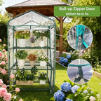 Mini Greenhouse for Indoor Outdoor, Small Plants Green House with 3 Tier Shelves, Portable Plastic Greenhouses with Transparent PVC Cover for Garden Backyard Patio Balcony Porch