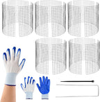5 Pack Round Plant Protector from Animals, 12'' x 12'' Metal Plant Cages, 15 PCS Metal Mesh to Keep Animals Out, Garden Protection Bunny Barricades, Wire Plants Protectors for Rabbits Chicken Duck