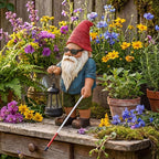 Garden Gnome Outdoor Statue -10.2 inches Outdoor Decor for Patio Yard Balcony Pathway - Self-Growth & Win-Win Gift - Gnome Lantern Bearer: Illuminate the Path for Others