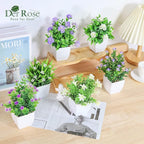 Der Rose 6 Pack Small Fake Plants Mini Artificial Faux Plants with Flowers for Home Room Farmhouse Bathroom Decor Indoor