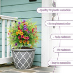 2 Pack Artificial Boxwood Topiary Ball Trees with Colorful Flowers for Outdoor - 23" UV Resistant Artificial Outdoor Shrubs Fake Bushes with Ground Spike for Front Porch Patio Garden Yard - Daisy&Fern
