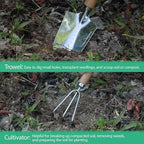 LeMotech Garden Tool Set, 2Pcs Gardening Hand Tools, Stainless Steel Trowel and Cultivator with Handle, Outdoor Gardening Kit for Women Men