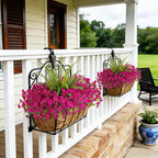 Hrobek Artificial Flowers for Outdoors Faux Plants Outside Indoor,UV Resistant Silk Fake Petunia Ferns for Home Patio Garden Back Yard Front Porch Decor(13 Bunches,Light Purple)