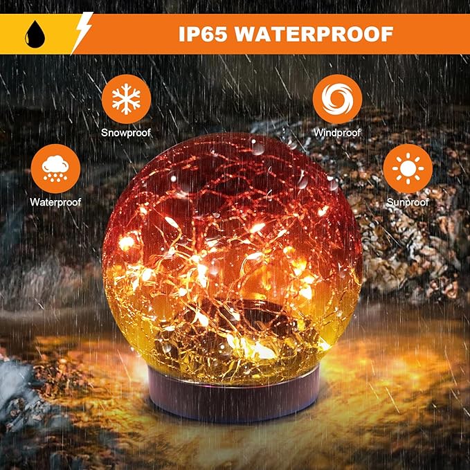 MLKNK Solar Globe Lights Outdoor Waterproof-Solar Balls-Solar Garden Lights-Orbs for Outside 4 Pack Cracked Glass Ball for Lawn Patio Yard Backyard Decorations