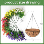 Homsunny Artificial Hanging Flowers Plants with Basket for Outdoors - Fake Petunias Flowers Fake Silk Morning Glory Planter for Outside Porch Patio Balcony Garden Spring Summer Decor(Color Blending)