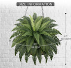 Fake Ferns - Set of 2 Faux Boston Ferns Large Artificial Plants, 40 Leaves per Bouquet, 35 Inches Large Artificial Ferns for Outdoors/Indoor Home, Office, Garden Decoration
