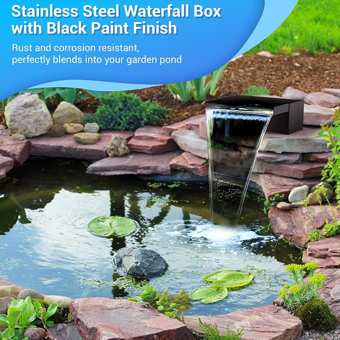 NFESOLAR Pond Kit, Includes Pond Waterfall Spillway and Solar Pond Filter Fountain, for Garden Outdoor Pond