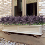 Ouddy Decor 16 Bundles Artificial Plants Outdoor Fake Grass Greenery Stems UV Resistant Faux Plastic Plants Shrubs for Spring Summer Garden Pathway Window Box Farmhouse Front Porch Home Decor, Purple