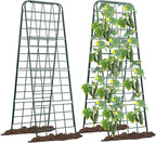 Heavy Duty 50"x17" Adjustable A-Frame Trellis for Climbing Plants – Rust-Proof Metal Garden Trellis with Dense Grid Design, Perfect for Raised Beds, Tomatoes, Cucumbers & Outdoor Vines (Green, 2 Pcs)