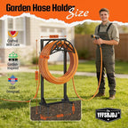 Garden Hose Holder, Heavy-Duty Water Hose Reel with Stable Base & 2 Tool Hooks, Freestanding Storage Rack for Outside, Holds 150ft – Metal Stand for Yard & Lawn