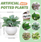 Artificial Potted Plants Set of 6, Bathroom Decor 3.94" Mini Fake Plants in Plastic Pots - Realistic Fake Greenery for Home, Office, Desk, Bathroom & Kitchen Decor,Small Plants Gift Set