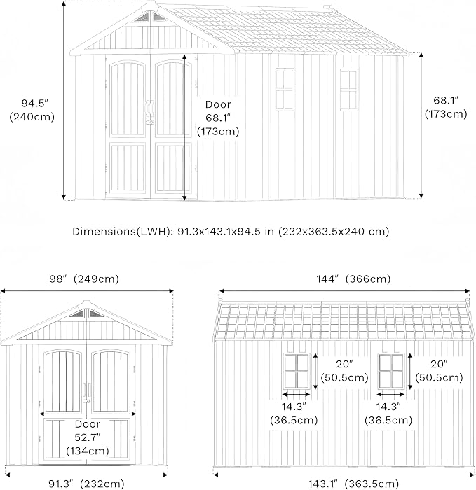 Patiowell 8 x 12 FT Plastic Outdoor Storage Shed with Floor, Resin Shed with Window and Lockable Door for Garden, Backyard, Tool Storage Use, Easy Assemble, Gray (Kick-it Shed)