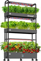 Growell 90-Pod Hydroponics Growing System, Large Vertical Hydroponic Garden with Smart Full-Spectrum Grow Lights, Auto Circulating Water, Mobile Indoor Gardening System for Herbs, Vegetables & Fruits