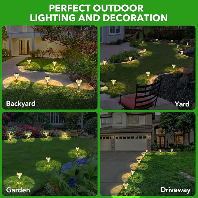 Benany Solar Lights Outdoor, 16 Pack Mushroom Lights Outside Waterproof, Solar Powered LED Lighting for Garden, Yard, Landscape, Path, Pathway, Lawn, Walkway, Driveway, Backyard Decor (Warm White)