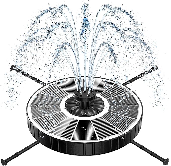 Yzert Solar Fountain, 3-Level Adjustable Water Height, 3.5W Glass Powerful Outdoor Fountain Pump with Rotating Rods & 7 Nozzles for Bird Bath, Garden, Pond, Patio, Flower Pot (2026 Model,White)