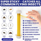 Fly Stick Sticky Fly Traps for Indoors Outdoor 4pk. Non-Toxic Super Sticky Hanging Flies Catcher Paper Tape Strips for Home. Catches All Bugs and gnats. Indoor Outdoor House Flying Insect Trap.