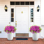 Artificial Flowers for Outdoors 12 Bundles Artificial Petunias Fake Flowers UV Resistant Shrubs Plants with Fern for Indoor Outside Hanging Planters Home Garden Spring Decorations (Magenta)