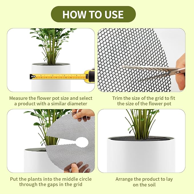 TINSKY 6 Pcs 11.8 Inch Plant Pot Grids-Cuttable Plant Pot Soil Covers Protectors from Animals-Indoor Plant Pot Soil Guard for Outdoor Garden Plant Protection