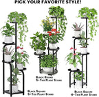 TOSKING 4 Tier Corner Plant Stand Indoor Outdoor, Heavy Duty Metal Flower Pot Holder Shelf for Multiple Plants, Space Saving ,Tall Metal Plant Stand with Drainage Holes for Outdoor Use,Tiered Display for Patio, Garden, Balcony, Living Room Decor (Black...