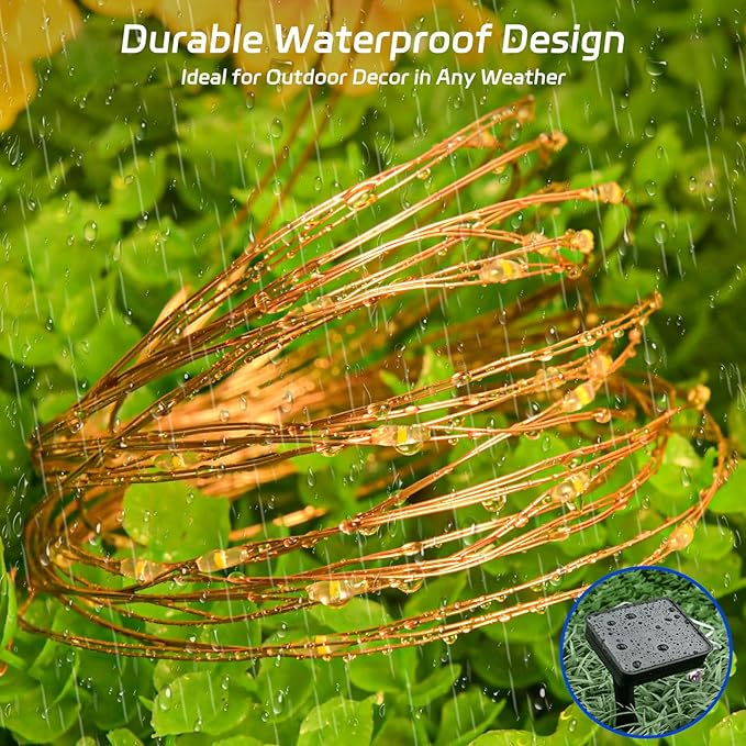 cshare Solar Fairy Lights Outdoor Waterproof,16.4ft 50LED Solar String Lights for Outside 8 Modes 2 Packs for Christmas Halloween Holiday Patio Backyard Garden Deorations Warm White