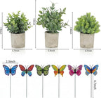 3 Pack Mini Potted Fake Plants Artificial Eucalyptus & Greenery Topiaries with 6 Butterflies,Artificial Plants for Shelf Desk Home Bathroom Farmhouse Room Coffee Table Decor