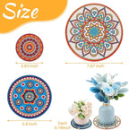 Nuanchu 6 Pieces Boho Plant Pot Mat 3 Size 3.94" 5.9" 7.87" Rubber Absorbent Non Slip Pot House Indoor Plant Coasters Round Pad Gardening Outdoor Flower Protect Mat for Table Desk Floor