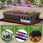 60-Cell Self-Watering Seed Starter Tray with Grow Light, Indoor Seed Starting Kit Trays with Heat Mat, Adjustable Brightness Plant Germination Trays Growing Kit with 4.13" Humidity Dome for Seeds Grow