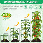 6 Pack Square Tomato Cages for Garden, 60 Inch Adjustable Tomato Stakes, Metal Tomato Trellis, Garden Plant Support for Potted Climbing Plants, Vegetables Flowers Fruits, Raised Garden Bed