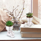 Fake Succulent, Mini Succulents Plants Artificial in White Modern Human Shaped Ceramic Pots Cute Desk Decor Pink Succulent for Office Decor for Women Girls, Desk Plant Cute Bathroom Decor 2PCS