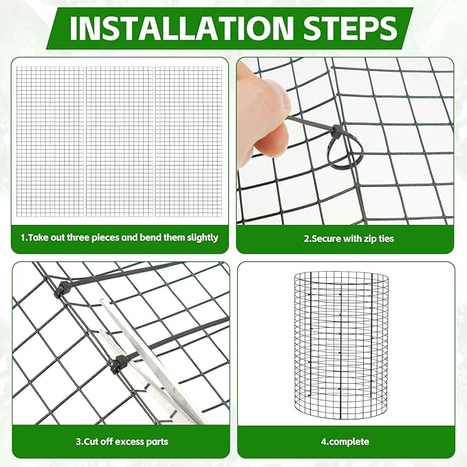 9 Packs 24"x 12" Large Wire Plant Protectors Cages to Keep Animals Out,3 Pcs Mesh Plant Cage Chicken Wire Cloche with Ground Stakes Nylon Ties Protect Plants,Shrubs,Vegetables,Garden Cloche