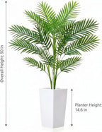 Garvee 4.2FT Artificial Palm Tree, Tall Faux Tropical Areca Plants with White Tall Planter, Fake Potted Tree with Lifelike Leaves for Indoor Living Room Bedroom Home Office Decor